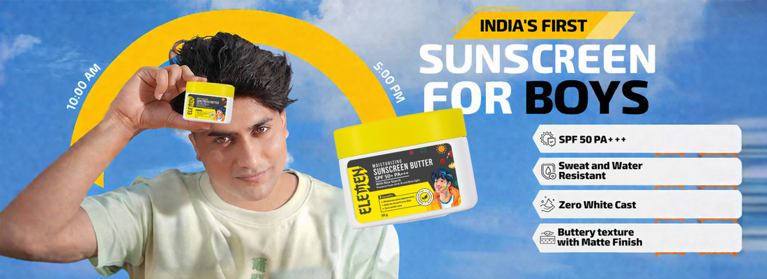Elemen SPF sunscreen designed for oily acne prone teenage skin in India