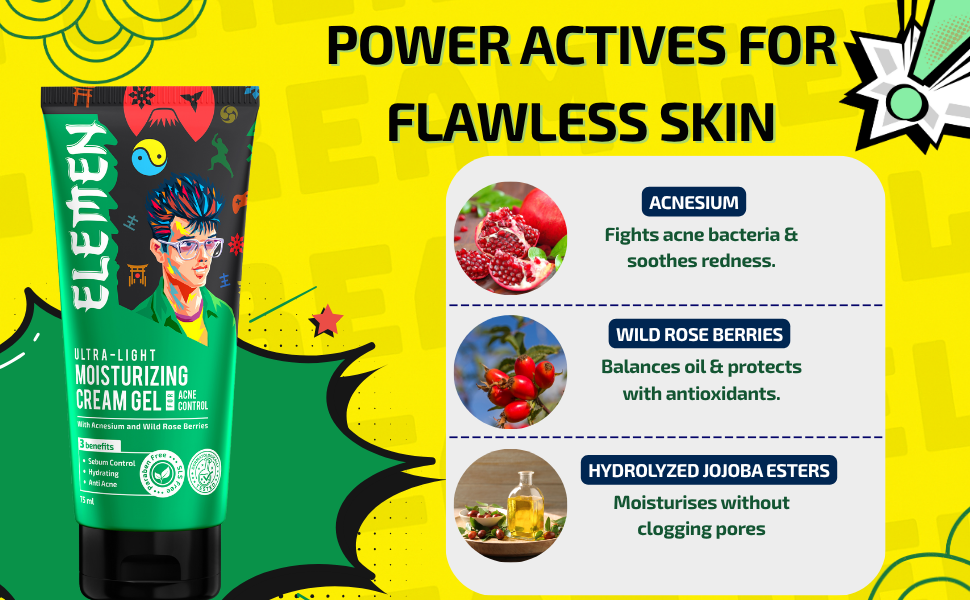 Ultra-Light Moisturizing Cream Gel for Acne Control (75g) with Acnesium and Wild rose berries