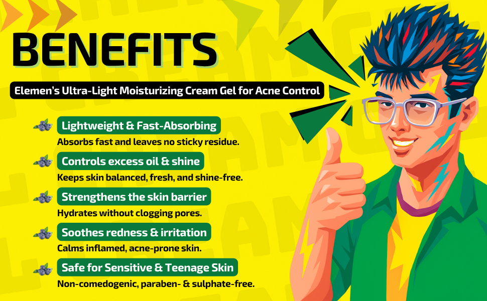 Ultra-Light Moisturizing Cream Gel for Acne Control (75g) with Acnesium and Wild rose berries