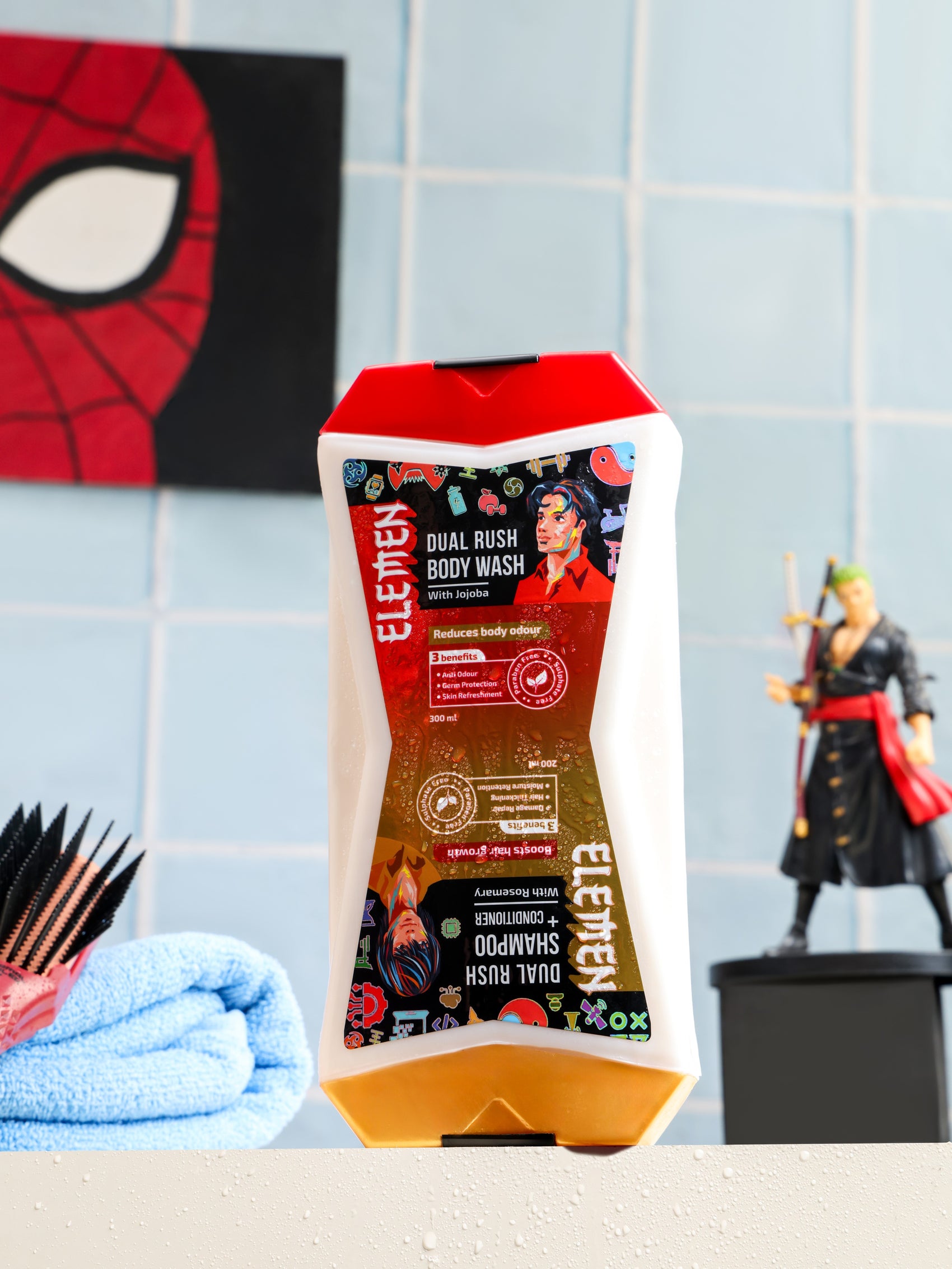 Dual Rush – Body Wash + Shampoo & Conditioner (500ml) with Jojoba and Rosemary