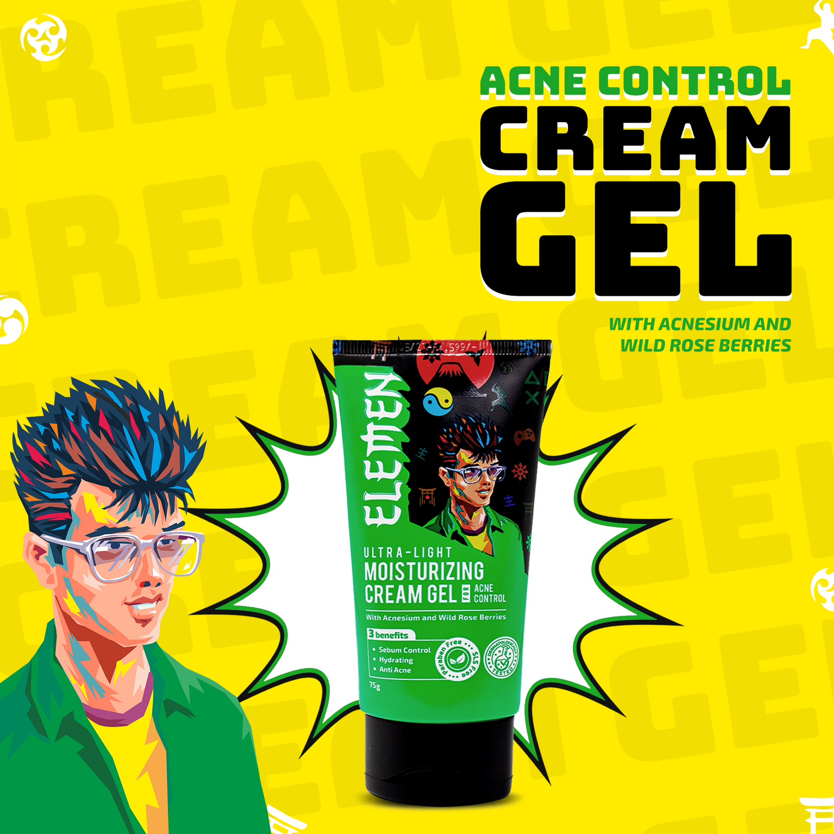 Ultra-Light Moisturizing Cream Gel for Acne Control (75g)