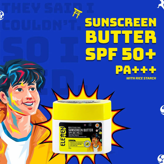 Moisturizing Sunscreen Butter SPF 50+ PA+++ (50g) with Zinc Oxide, Uvinal A plus and Rice starch : Non Greasy