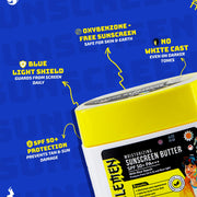 Moisturizing Sunscreen Butter SPF 50+ PA+++ (50g) with Zinc Oxide, Uvinal A plus and Rice starch : Non Greasy boys & men