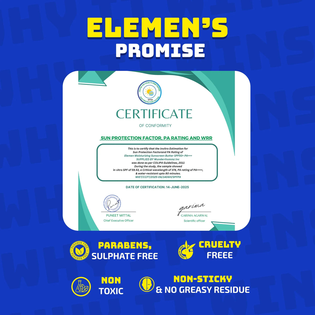Elemen Promise - certificate of conformity