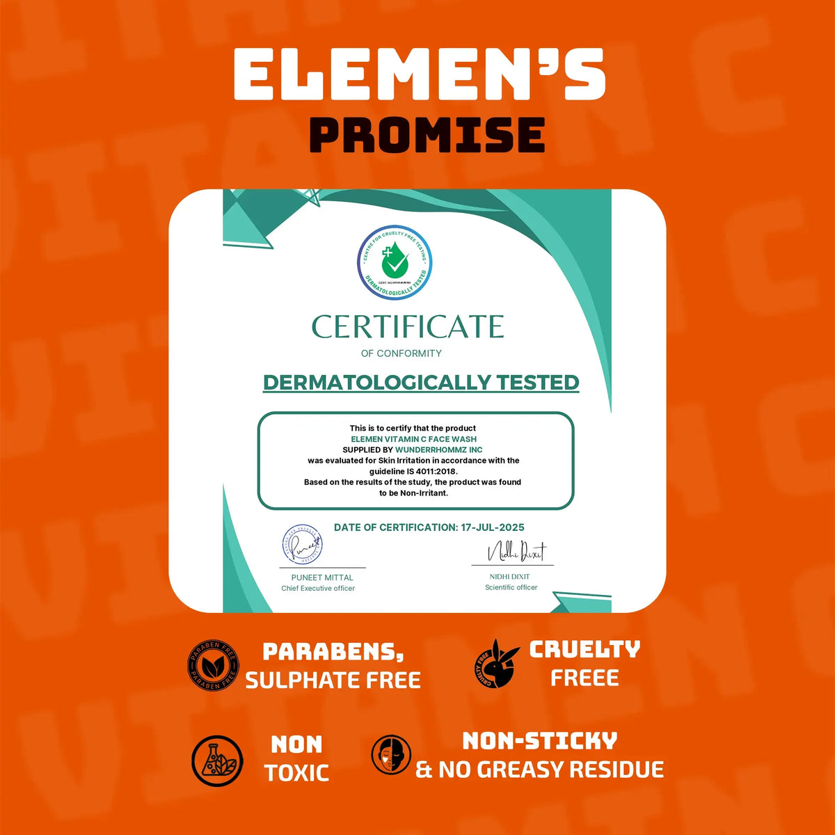 Elemen Promise - certificate of conformity