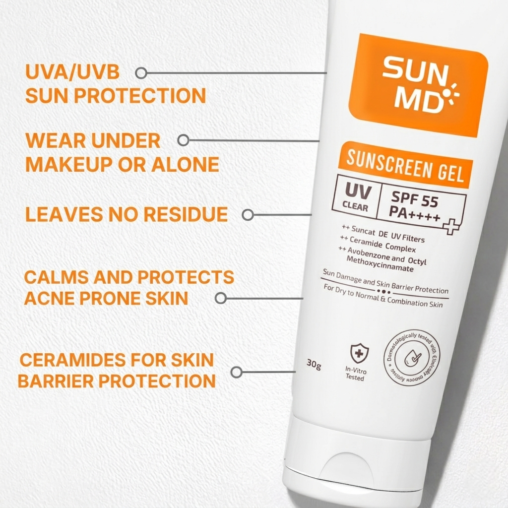 SunMD Sunscreen Gel SPF 55 PA++++| With Ceramides.